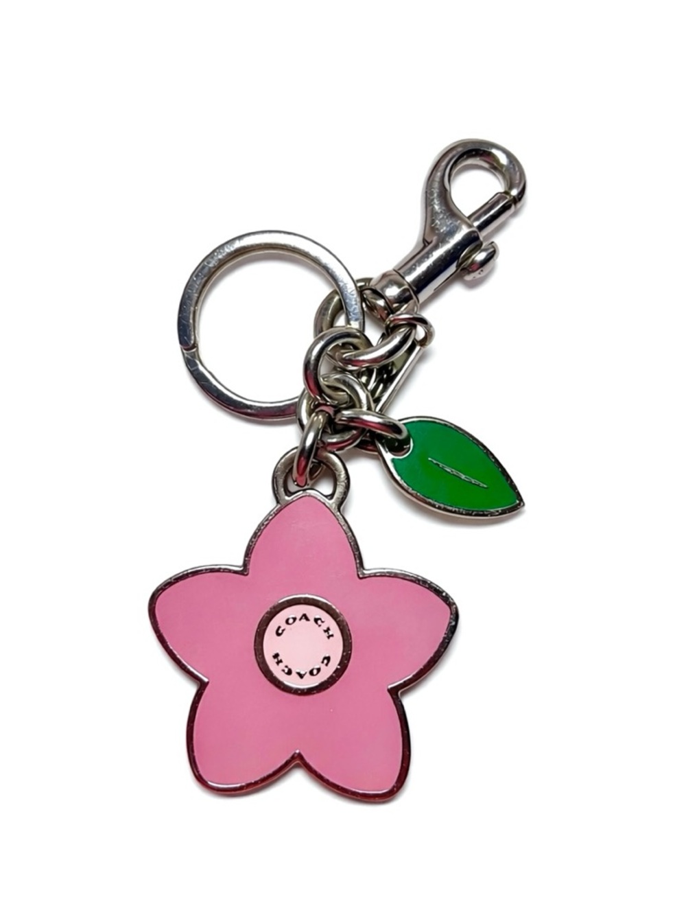 Coach Pink Flower Keychain
